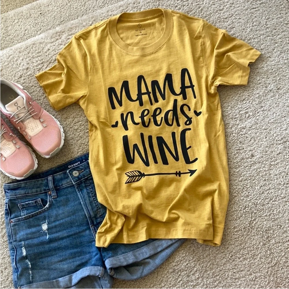 ‘Mama Needs Wine’ Short Sleeve Graphic Tee - Picture 2 of 6